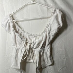 Garage Ivory Lace Detail Top